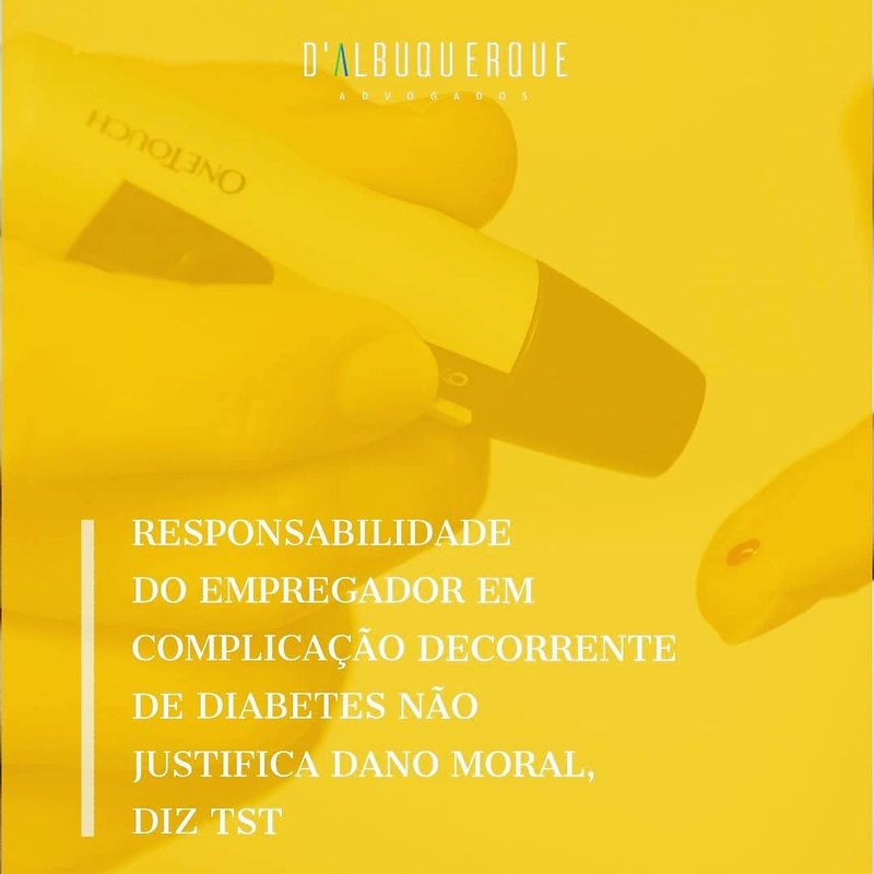 Complicação decorrente de diabetes não justifica dano moral, diz TST